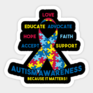 Autism Awareness Educate Love Support Advocate Sticker